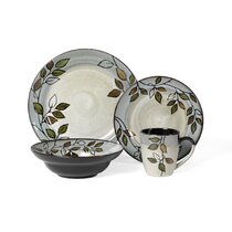 Palm Tree 2024 Tropical Beach 16-Piece Stoneware Dinnerware Set, Service for 4